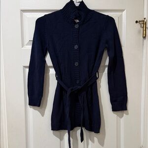 The Children’s Place Navy Button-Front Belted Knit Cardigan